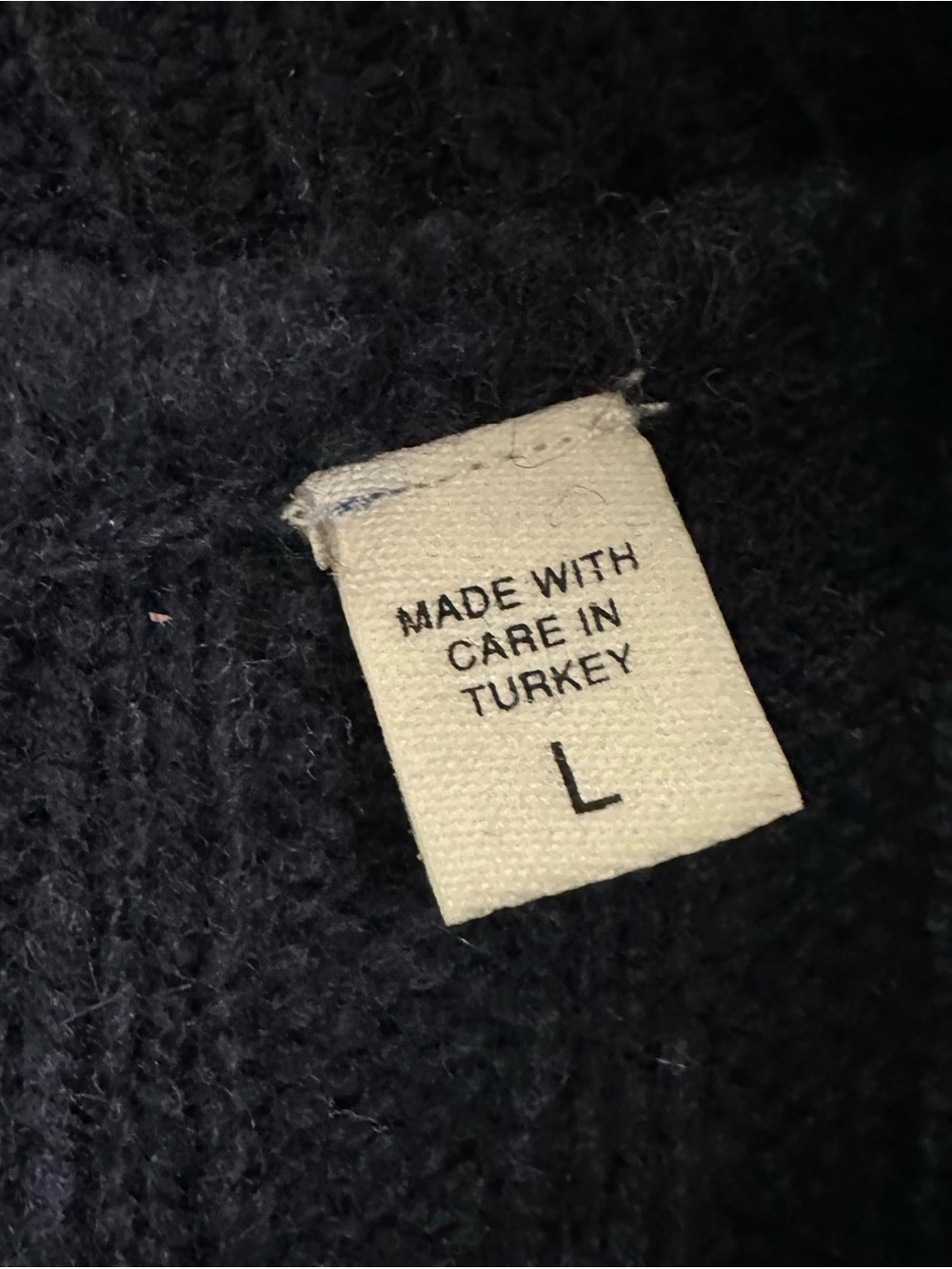Doen Harrington Cardigan Navy Blue Merino Wool Cashmere Size L - Picture 8 of 8